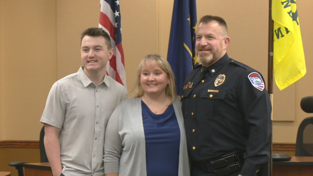 New Jeffersonville Asst. Police Chief Joshua Lynch with family
